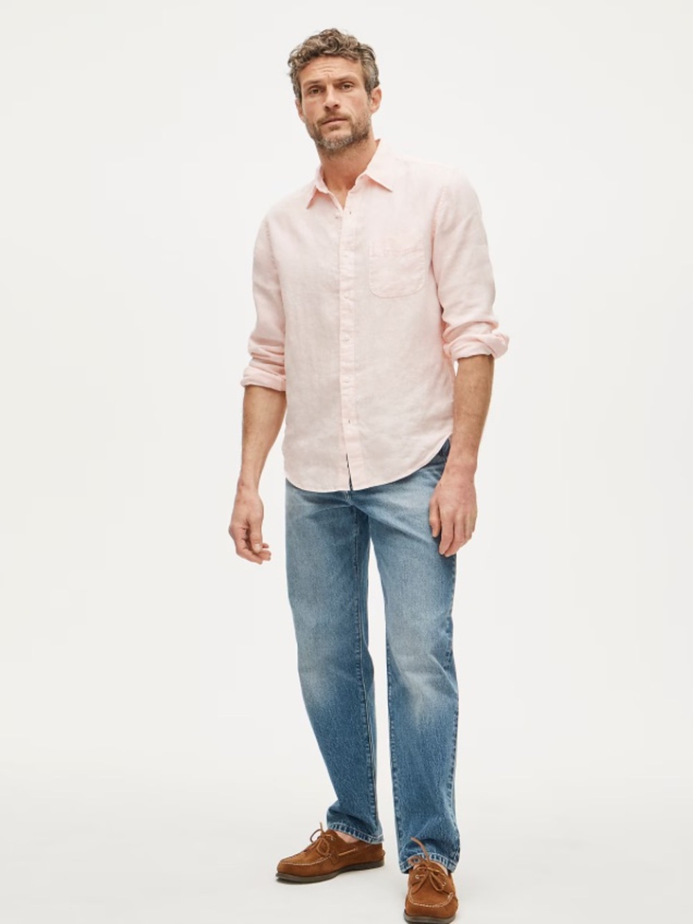 J crew pink blush Washed linen shirt with point collar